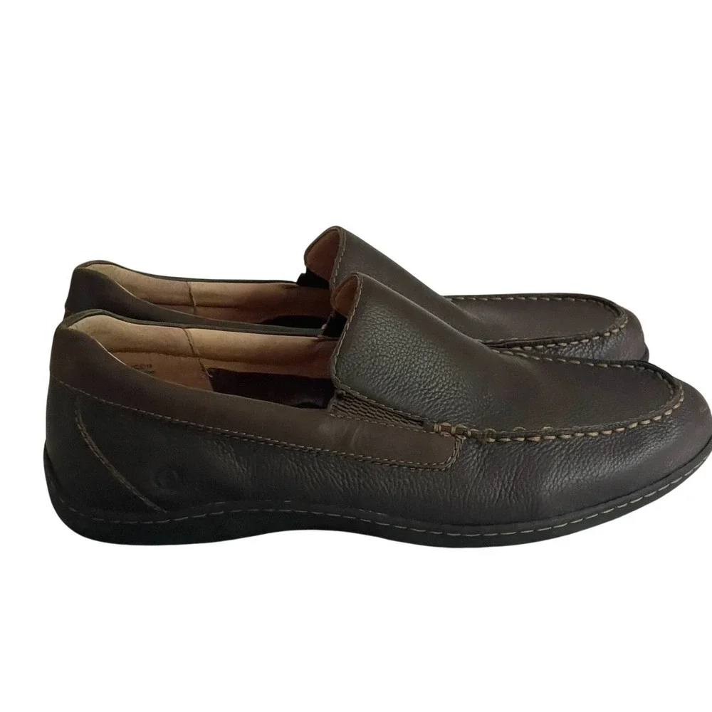 Born Brompton Mens 13 Mahogany Brown Leather Slip On Loafers Comfort